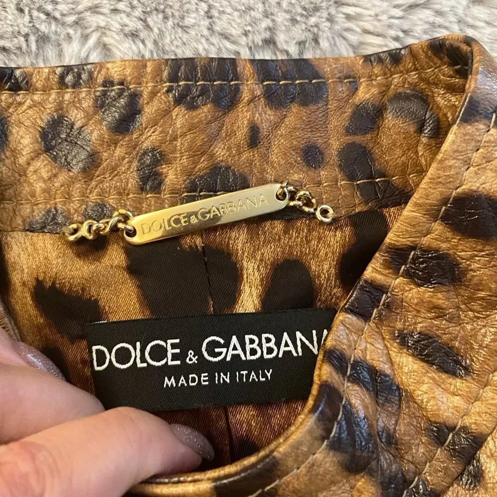 Dolce & Gabbana leopard genuine leather jacket, S - Picture 9 of 16